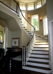 Curved stairway, millwork, CNC